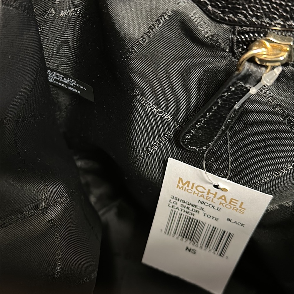 🔥🔥🔥NEW Michael Kors Nicole Large Black Leather Shoulder Bag Tote - Picture 16 of 16